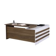 Alpino Alego Ofis Masası 77,3x175x150 cm Beyaz Venezia qwz