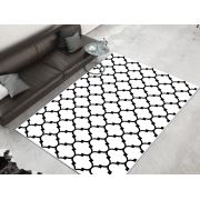 Dekoreko İpek Halı Dijital Saçaksız 2025 Beyaz-Siyah 80x120 cm
