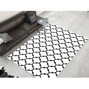 Dekoreko İnci Halı Dijital Saçaksız 2025 Beyaz-Siyah 80x120 cm