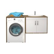 Denko Omega 140 cm Lavabo Alt Dolabı, Çamaşır Makinesi Dolaplı