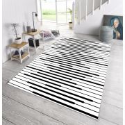 Kozzy Home Yıkanabilir Kaymaz Taban Halı Siyah-Beyaz RFE6804 100x300 cm