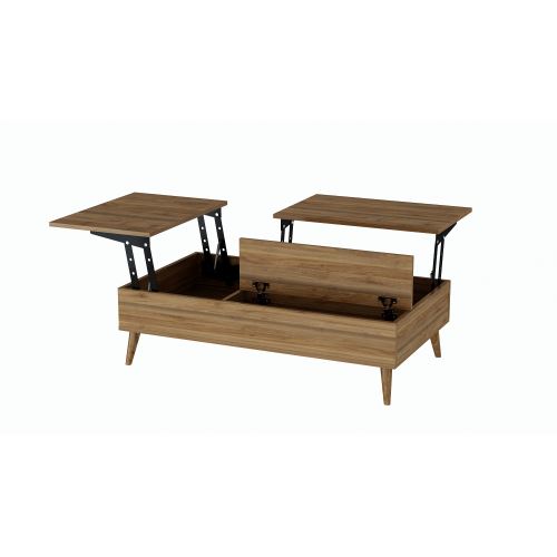 Sanal Mobilya Kupa Cazibe Açılır Akıllı Orta Sehpa Yerli Ceviz Tekzen