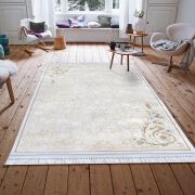 Payidar Zengi TKG3023M Saçaklı Halı Krem / Karamel 120x180 cm