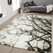 Payidar Modern Siyah Beyaz İpek Shaggy Halı B394 80x300 cm
