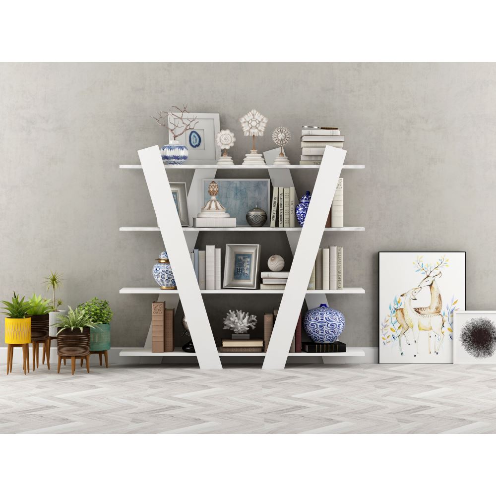 Sanal Mobilya Logika Kitaplık (Parlak Beyaz) Tekzen