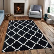 Saray Tilla 011 Dalga Desen Siyah Beyaz Modern Halı 150x230 cm