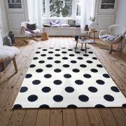 Saray Tilla 015 Puantiyeli Siyah Beyaz Modern Halı 200x300 cm