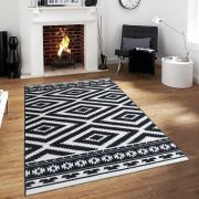Saray Halı Tilla 034 Etnik Kilim Desenli Siyah Modern Halı 120x170 cm