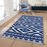 Saray Halı Tilla 034 Etnik Kilim Desenli Lacivert Modern Halı 120x170 cm