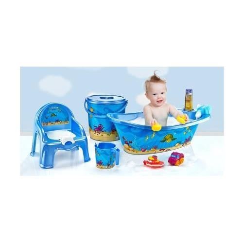 5 Parça Mavi Bebek Küvet Seti Tekzen