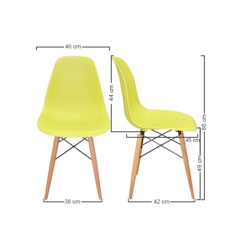 Tekzen Home Eames Sandalye Ahşap Ayaklı Sarı 1 Adet Tekzen